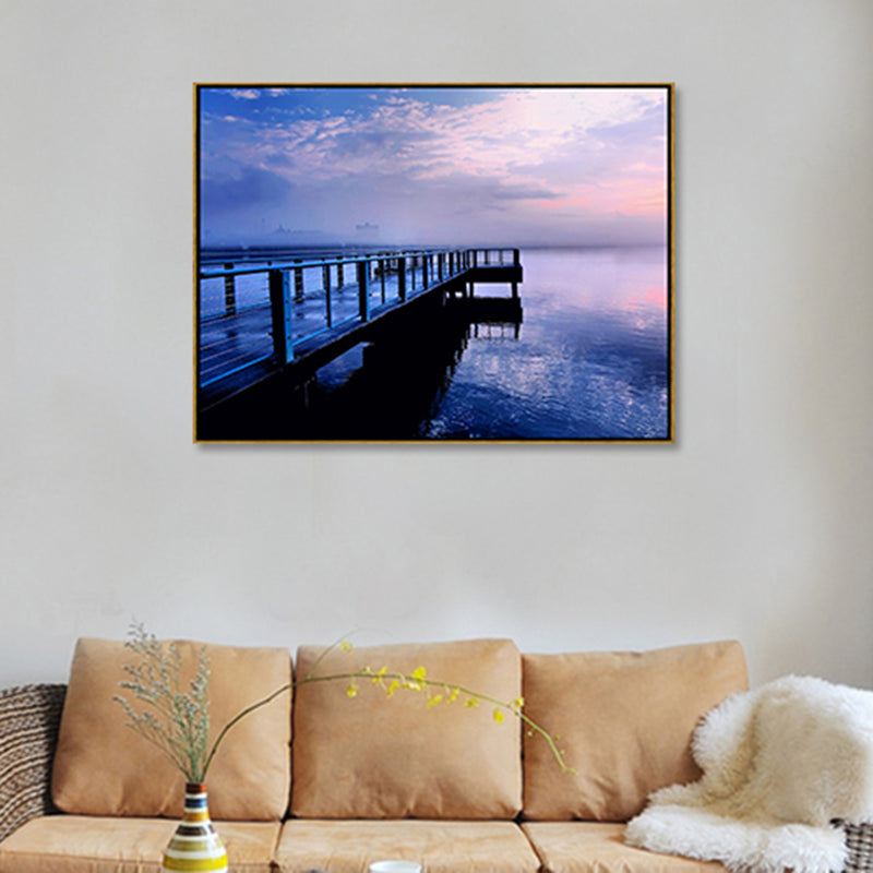 Vivolux | Brücke zum Meer Zeitgenössische Landschaft Canvas Kunst Wohnzimmer Wanddekoration in Pastellfarbe