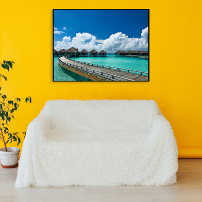 Vivolux | Brücke zum Meer Zeitgenössische Landschaft Canvas Kunst Wohnzimmer Wanddekoration in Pastellfarbe