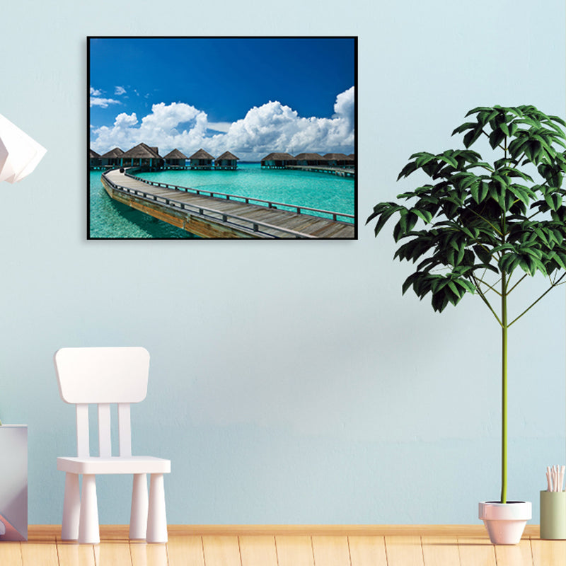 Vivolux | Brücke zum Meer Zeitgenössische Landschaft Canvas Kunst Wohnzimmer Wanddekoration in Pastellfarbe