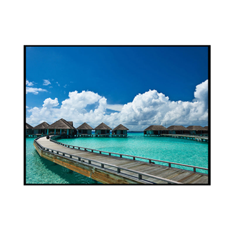 Vivolux | Brücke zum Meer Zeitgenössische Landschaft Canvas Kunst Wohnzimmer Wanddekoration in Pastellfarbe