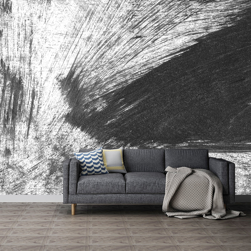 Vivolux | Giant Contemporary Wall Mural Schwarzes Pinselstrichmuster Wanddekoration, Individuell bedruckt