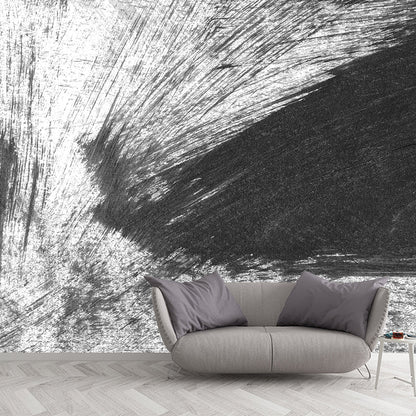 Vivolux | Giant Contemporary Wall Mural Schwarzes Pinselstrichmuster Wanddekoration, Individuell bedruckt