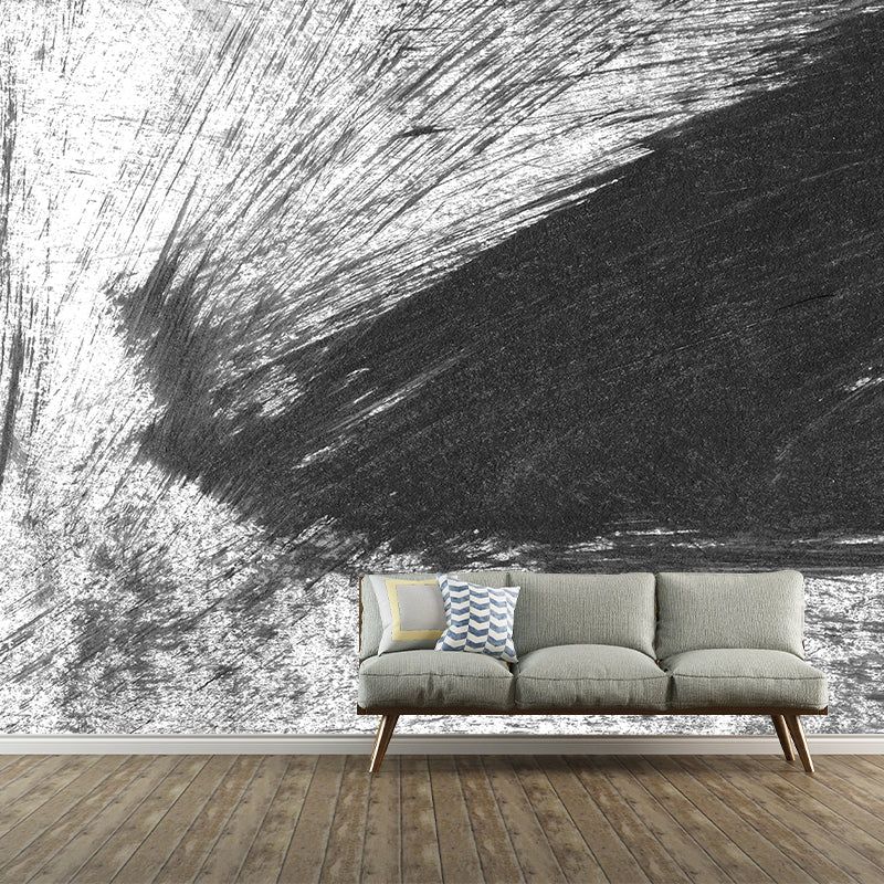 Vivolux | Giant Contemporary Wall Mural Schwarzes Pinselstrichmuster Wanddekoration, Individuell bedruckt
