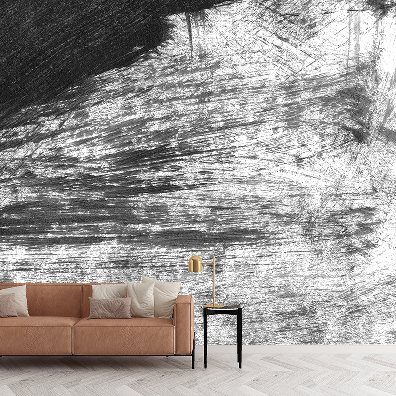 Vivolux | Giant Contemporary Wall Mural Schwarzes Pinselstrichmuster Wanddekoration, Individuell bedruckt
