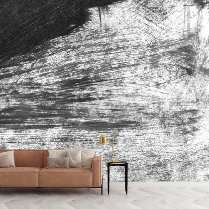 Vivolux | Giant Contemporary Wall Mural Schwarzes Pinselstrichmuster Wanddekoration, Individuell bedruckt