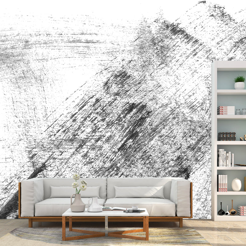 Vivolux | Giant Contemporary Wall Mural Schwarzes Pinselstrichmuster Wanddekoration, Individuell bedruckt