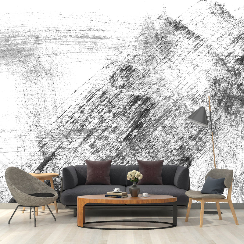 Vivolux | Giant Contemporary Wall Mural Schwarzes Pinselstrichmuster Wanddekoration, Individuell bedruckt