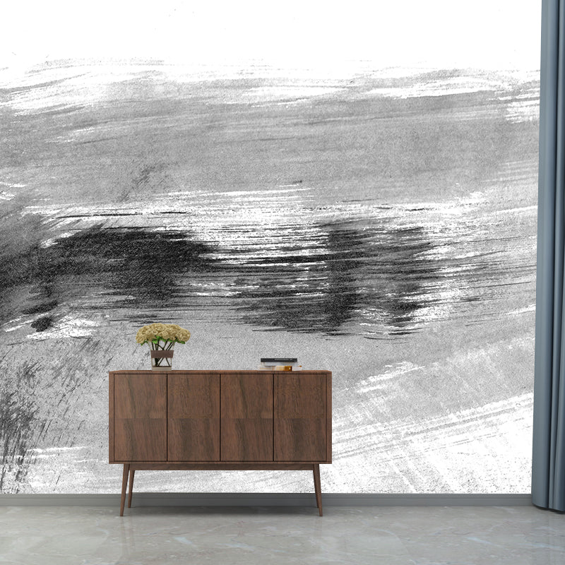 Vivolux | Giant Contemporary Wall Mural Schwarzes Pinselstrichmuster Wanddekoration, Individuell bedruckt