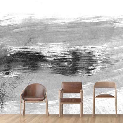 Vivolux | Giant Contemporary Wall Mural Schwarzes Pinselstrichmuster Wanddekoration, Individuell bedruckt