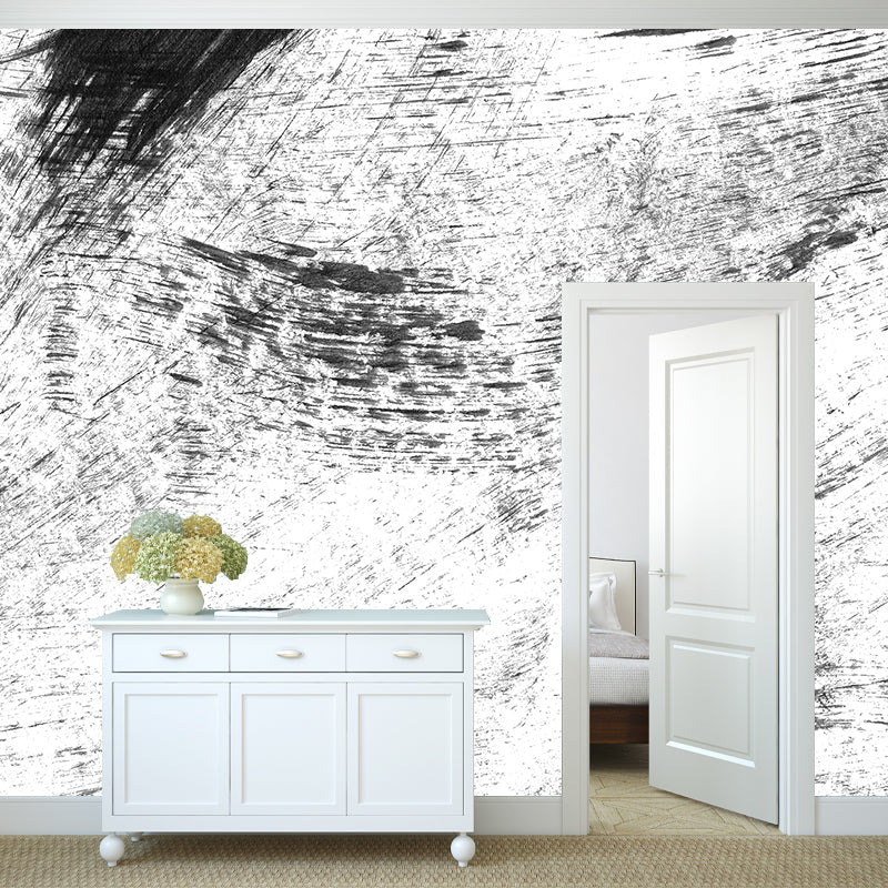 Vivolux | Giant Contemporary Wall Mural Schwarzes Pinselstrichmuster Wanddekoration, Individuell bedruckt