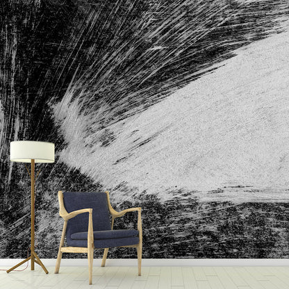 Vivolux | Zwart penseelstreekpatroon wandtatoeage voor moderne woonruimte wandkunst