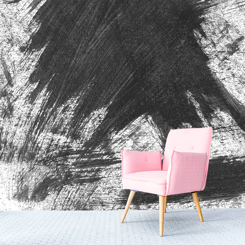 Vivolux | Zwart penseelstreekpatroon wandtatoeage voor moderne woonruimte wandkunst