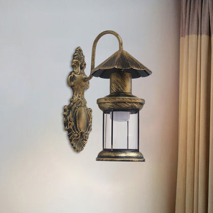 Vivolux | Einschaliger Wandleuchte mit Kerosinschirm klar Glas Küsten Außenleuchte in Schwarz/Kupfer/Bronze