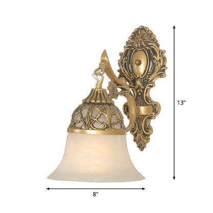 Vivolux | Bronze Flared Wandmontage Lamp Traditioneel Alabaster Glas 1-Kop Woonkamer Wandlamp