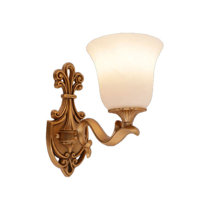 Vivolux | Alabaster Glas Glocke Wand Sconce Antik 1/2-Licht Tearoom Wandmontierte Beleuchtung in Messing
