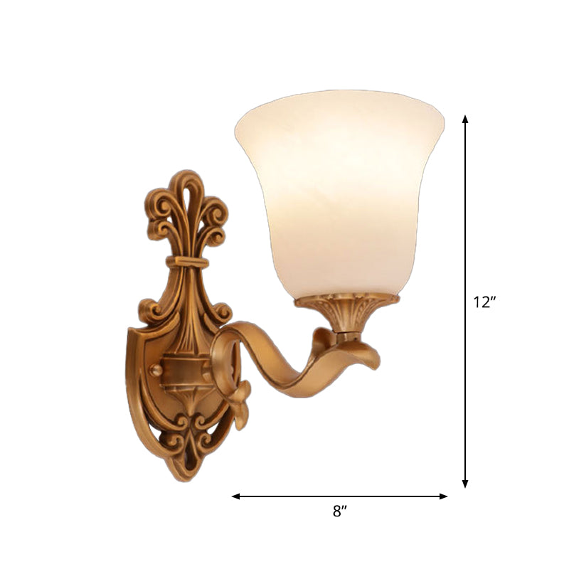 Vivolux | Alabaster Glas Glocke Wand Sconce Antik 1/2-Licht Tearoom Wandmontierte Beleuchtung in Messing