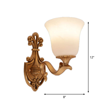 Vivolux | Alabaster Glas Glocke Wand Sconce Antik 1/2-Licht Tearoom Wandmontierte Beleuchtung in Messing