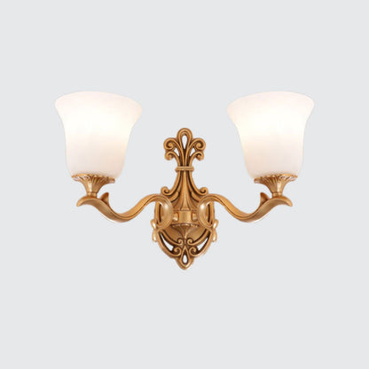 Vivolux | Alabaster Glas Glocke Wand Sconce Antik 1/2-Licht Tearoom Wandmontierte Beleuchtung in Messing