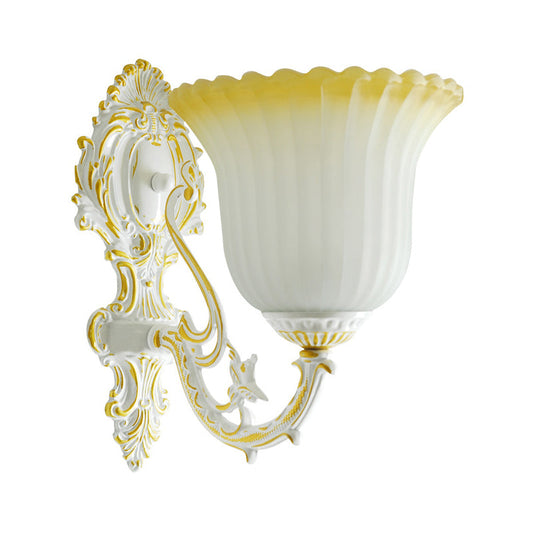 Vivolux | 1 Glühbirne Creme Glas Wandlicht Vintage Weiß Floral Küche Wandmontage Beleuchtung Armatur