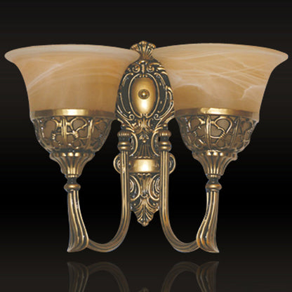 Vivolux | Bell Beige Glas Wandmontage Licht Retro 2 Köpfe Wohnzimmer Wandleuchte Lampe mit Gebogenem Arm