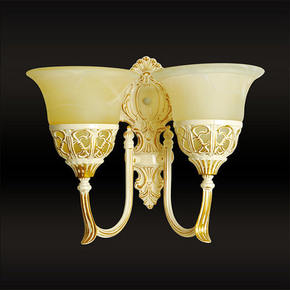 Vivolux | Bell Beige Glas Wandmontage Licht Retro 2 Köpfe Wohnzimmer Wandleuchte Lampe mit Gebogenem Arm