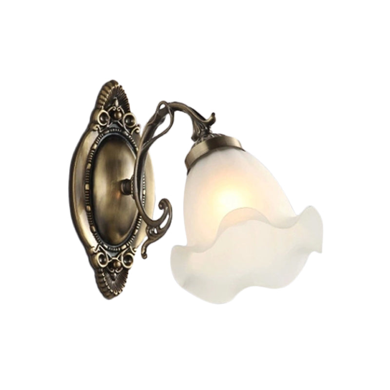 Vivolux | 1/2-Birne Opal Matt Glas Wandlampe Landhaus Bronze Blume Wohnzimmer Beleuchtung Ideen