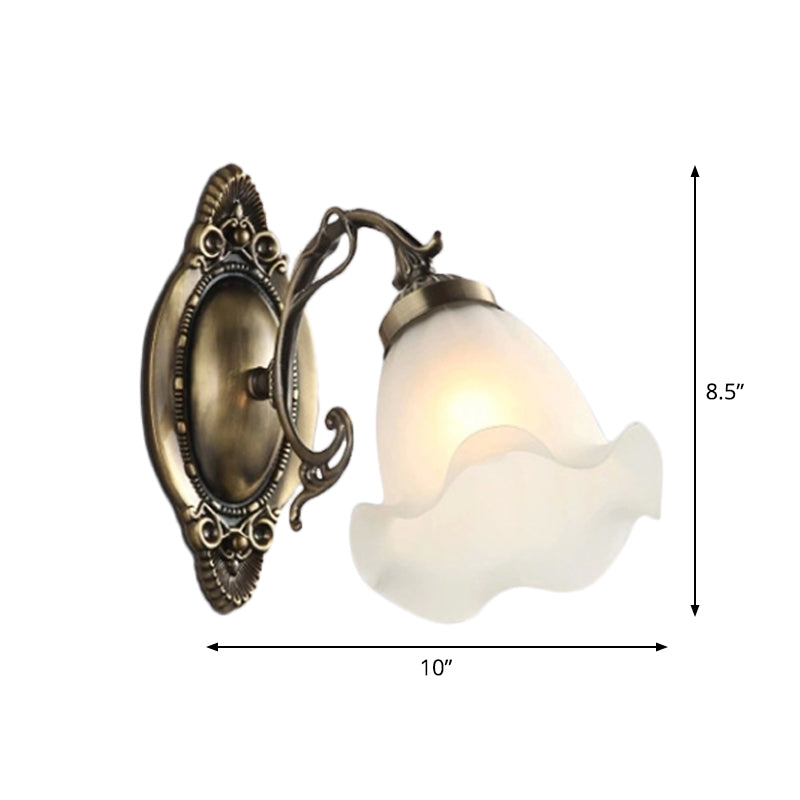 Vivolux | 1/2-Birne Opal Matt Glas Wandlampe Landhaus Bronze Blume Wohnzimmer Beleuchtung Ideen