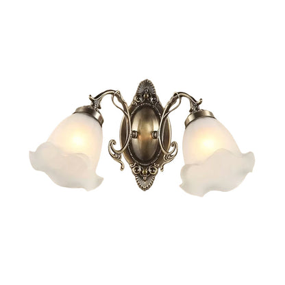 Vivolux | 1/2-Birne Opal Matt Glas Wandlampe Landhaus Bronze Blume Wohnzimmer Beleuchtung Ideen