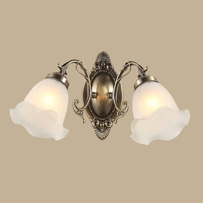 Vivolux | 1/2-Birne Opal Matt Glas Wandlampe Landhaus Bronze Blume Wohnzimmer Beleuchtung Ideen
