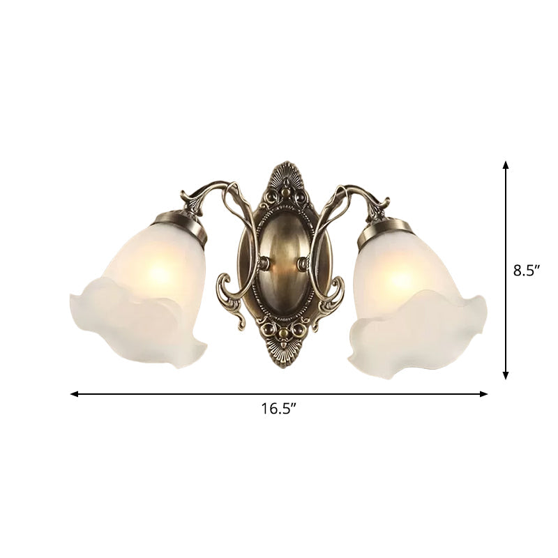 Vivolux | 1/2-Birne Opal Matt Glas Wandlampe Landhaus Bronze Blume Wohnzimmer Beleuchtung Ideen