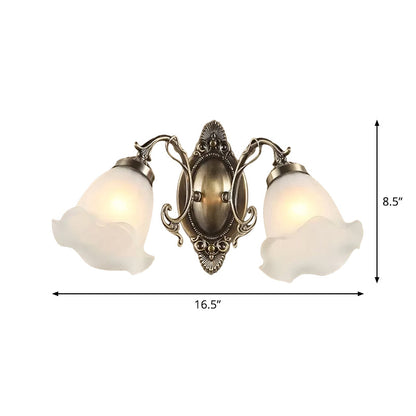 Vivolux | 1/2-Birne Opal Matt Glas Wandlampe Landhaus Bronze Blume Wohnzimmer Beleuchtung Ideen