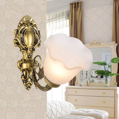 Vivolux | 1 Licht Bellflower Wandlamp Boerderij Brons Melkijsglas Wandgemonteerde Verlichting voor Hoek