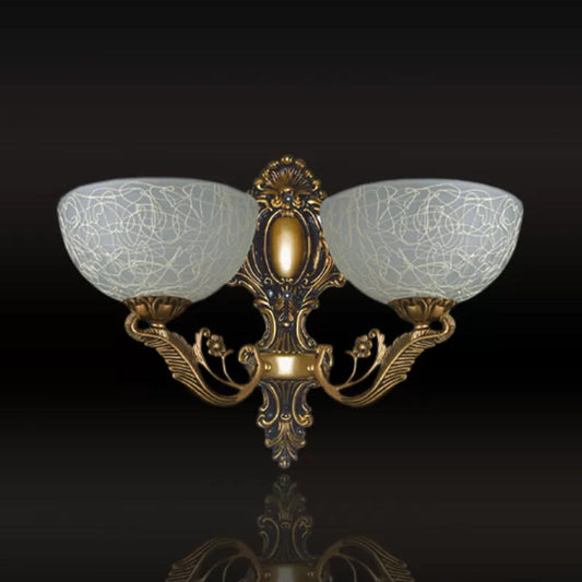 Vivolux | Bowl Witte Patrone Glas Wandlamp Landelijk 2 Lampen Hal Wandmontage Licht in Brons