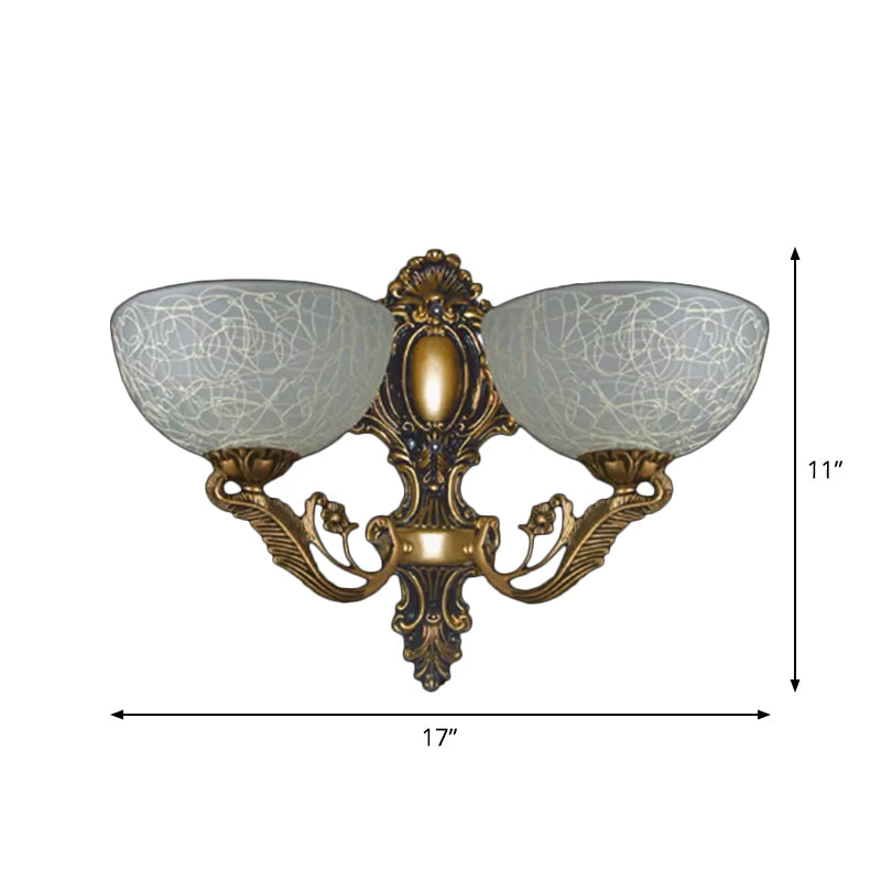 Vivolux | Bowl Witte Patrone Glas Wandlamp Landelijk 2 Lampen Hal Wandmontage Licht in Brons