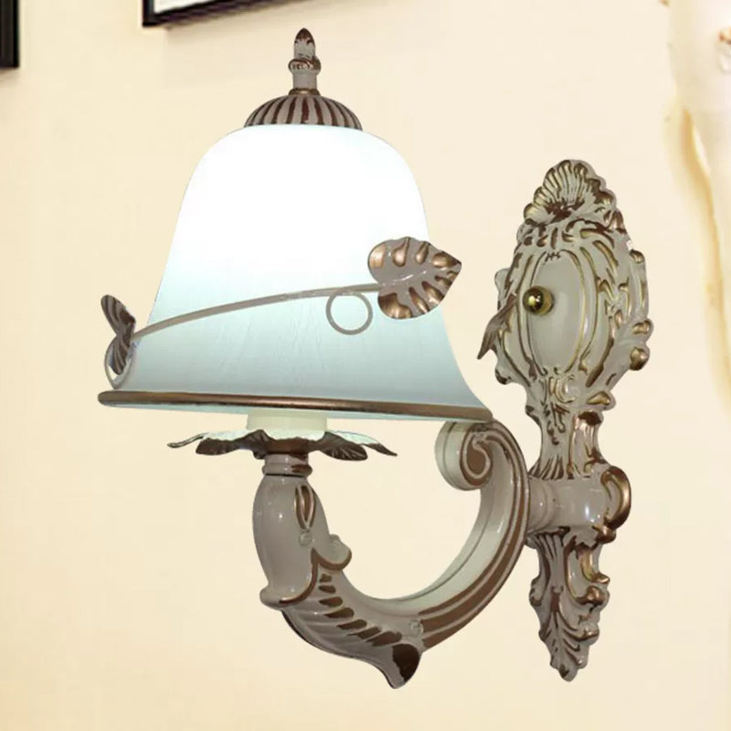 Vivolux | Cream Glas Glocke Wandlampe Bauernhaus 1 Glühbirne Esszimmer Wandmontage Beleuchtung Fixture in Weiß