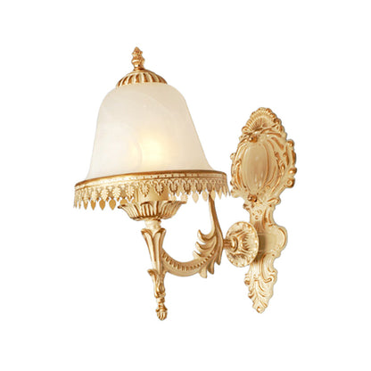 Vivolux | Beige Bell Wandlamp Fixture Landhuis Opal Glas 1-Licht Sconces Licht met Gegraveerde Trim
