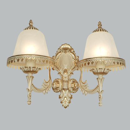 Vivolux | Opal Frosted Glass Cloche Wandlamp Traditionele 2-Kop Eetkamer Wandmontage Lamp met Afwerking in Wit