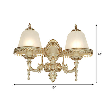Vivolux | Opal Frosted Glass Cloche Wandlamp Traditionele 2-Kop Eetkamer Wandmontage Lamp met Afwerking in Wit