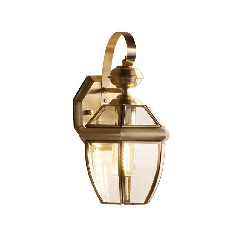 Vivolux | 1-Licht Geconischte Wandlamp Vintage Antiek Messing Transparente Glas Wandlamp voor Buiten