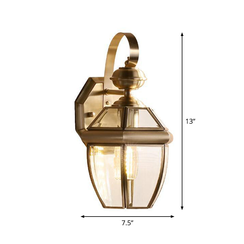 Vivolux | 1-Licht Geconischte Wandlamp Vintage Antiek Messing Transparente Glas Wandlamp voor Buiten