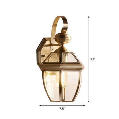 Vivolux | 1-Licht Geconischte Wandlamp Vintage Antiek Messing Transparente Glas Wandlamp voor Buiten