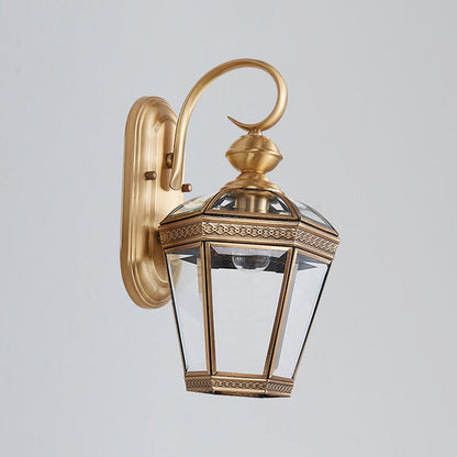 Vivolux | 1-Licht Geconischte Wandlamp Vintage Antiek Messing Transparente Glas Wandlamp voor Buiten