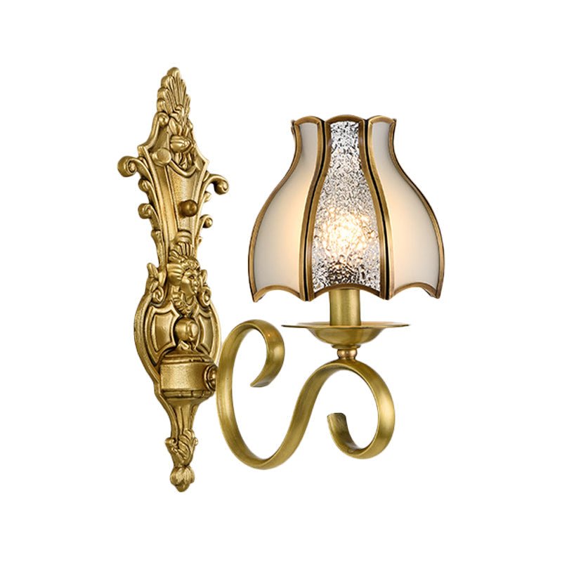 Vivolux | 1/2 Licht Geflared/Bell Wandgemonteerde Licht Traditionelles Poliertes Messing Frosted Glas Wandlampe