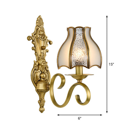 Vivolux | 1/2 Licht Geflared/Bell Wandgemonteerde Licht Traditionelles Poliertes Messing Frosted Glas Wandlampe
