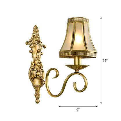Vivolux | 1/2 Licht Geflared/Bell Wandgemonteerde Licht Traditionelles Poliertes Messing Frosted Glas Wandlampe