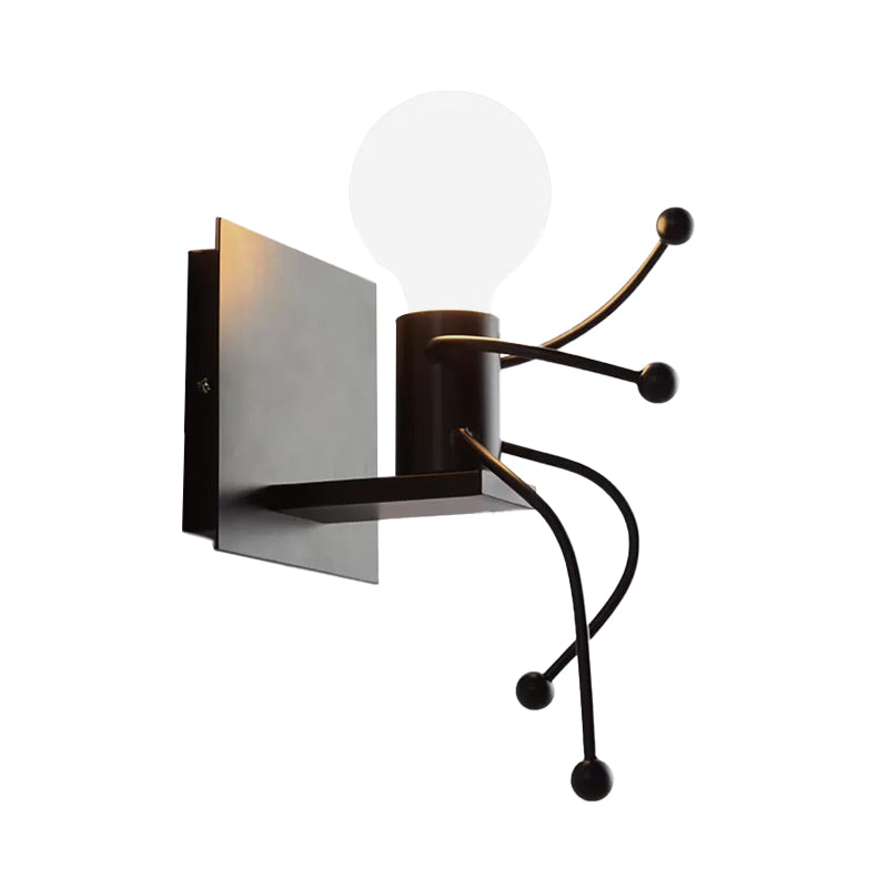 Vivolux | Kleine Mann Metall Wand Sconce Licht Art Deco 1/2-Glühbirne Weiße Wandmontage Licht für Kinderzimmer