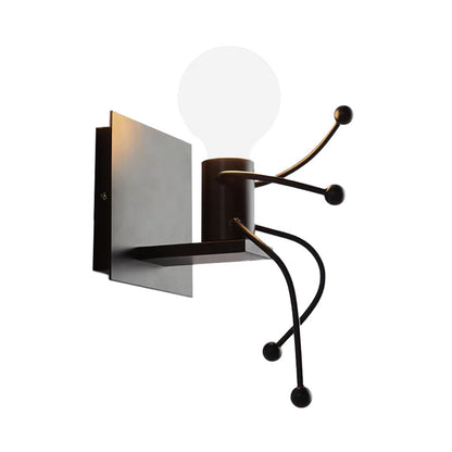 Vivolux | Kleine Mann Metall Wand Sconce Licht Art Deco 1/2-Glühbirne Weiße Wandmontage Licht für Kinderzimmer