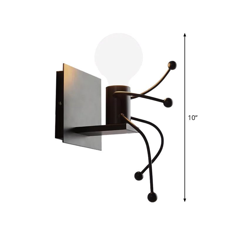 Vivolux | Kleine Mann Metall Wand Sconce Licht Art Deco 1/2-Glühbirne Weiße Wandmontage Licht für Kinderzimmer