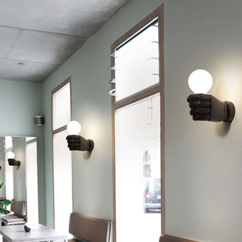 Vivolux | Fist Wandleuchte Art Deco Harz 1-Kopf Weiß/Schwarz Wandmontierte Leuchte für Büro