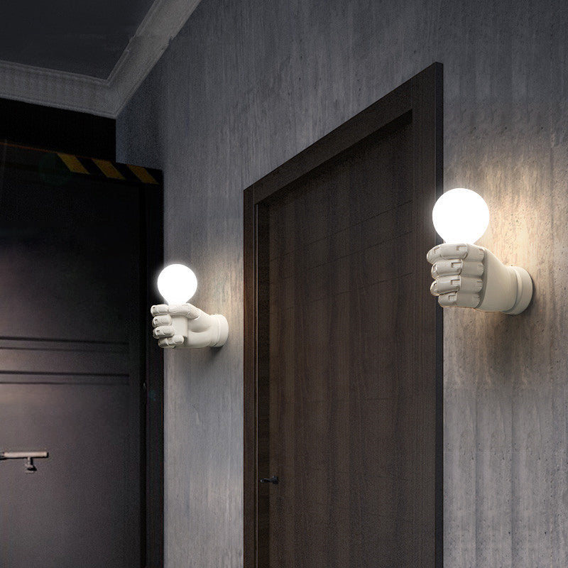 Vivolux | Fist Wandleuchte Art Deco Harz 1-Kopf Weiß/Schwarz Wandmontierte Leuchte für Büro